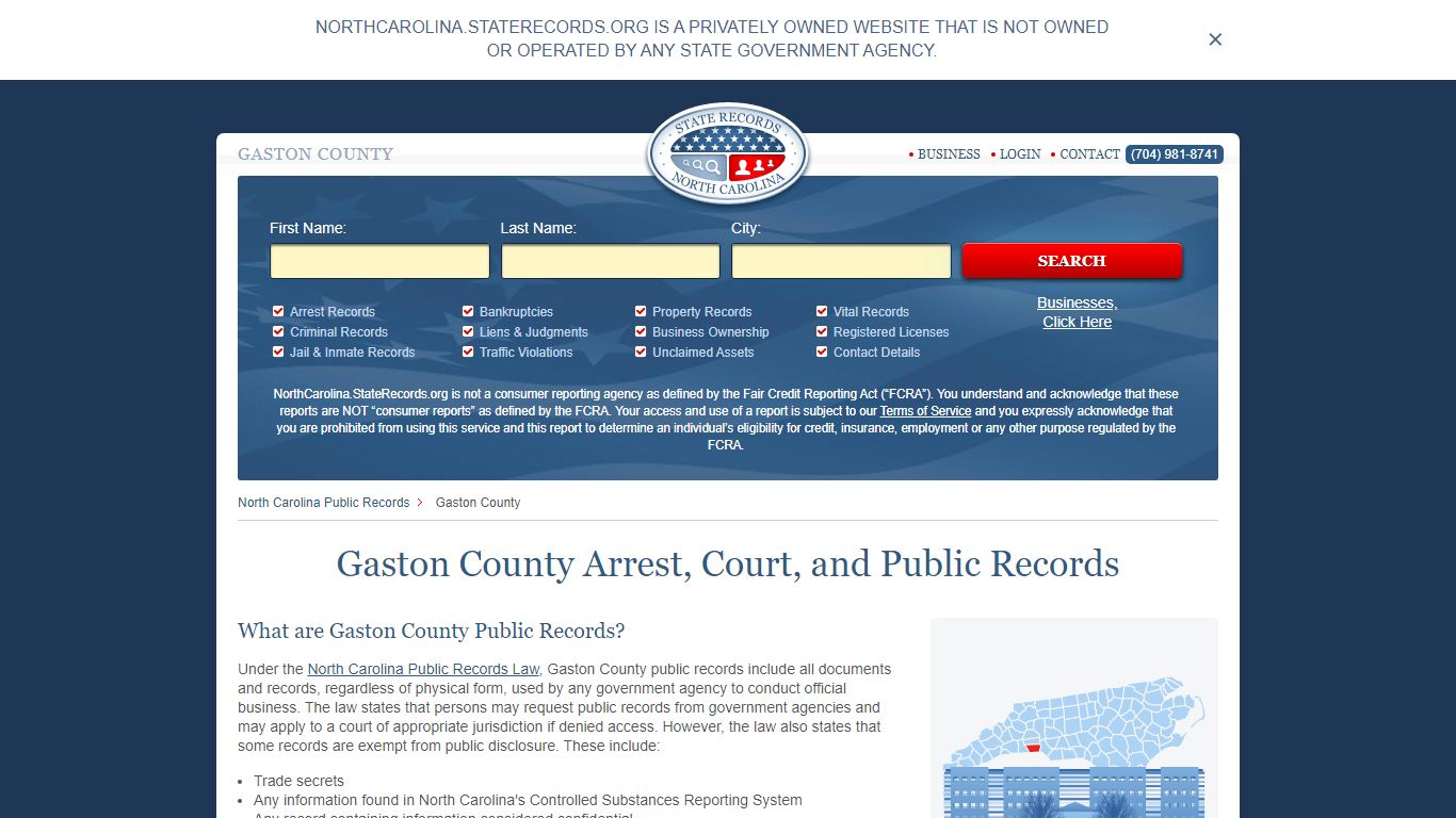 Gaston County Arrest, Court, and Public Records